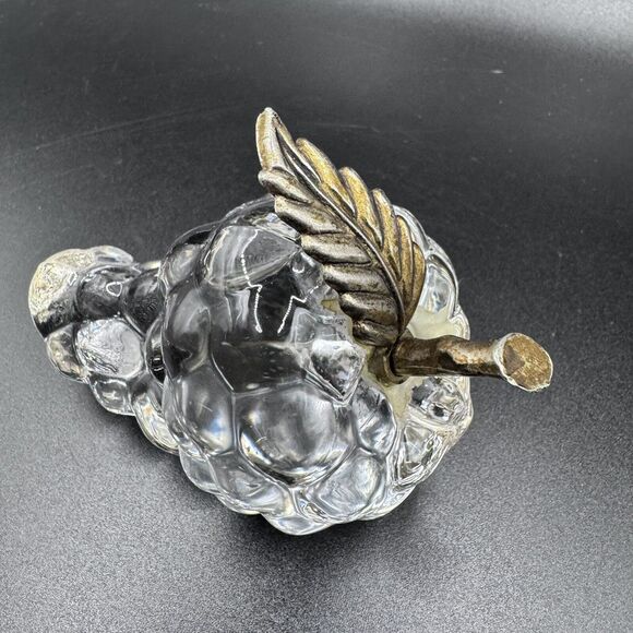 Vintage Heavy Crystal and Brass Grape Cluster Paperweight Art Piece - Picture 2 of 10